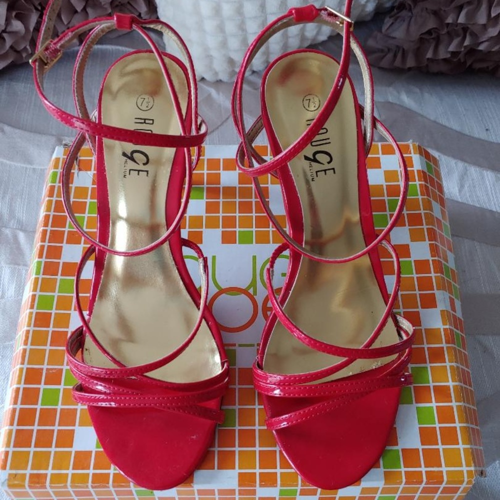 Red Strappy Slingbacks Heels